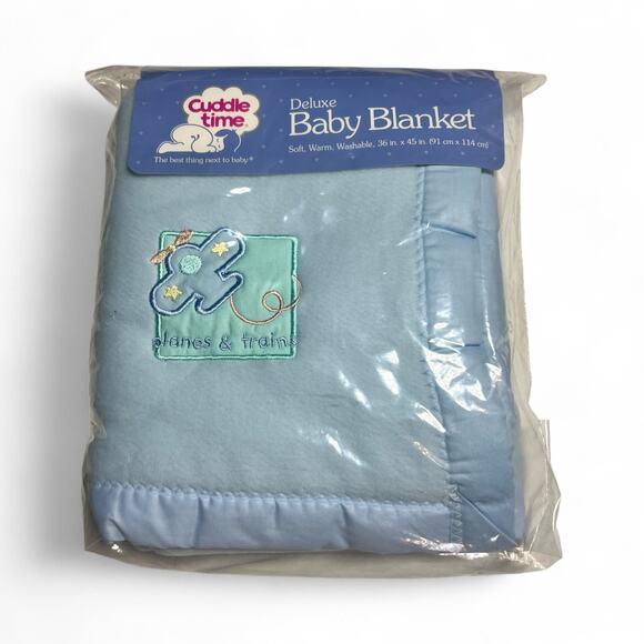 Cuddle Time Deluxe Baby Blanket Woven acrylic blue 36 x 45 nursery soft warm - Picture 2 of 10